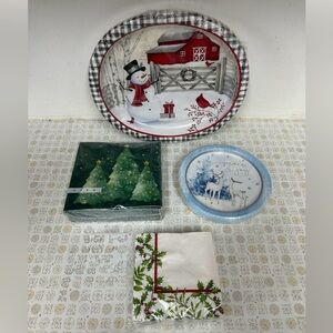 Festive Holiday Plate and Napkin Set